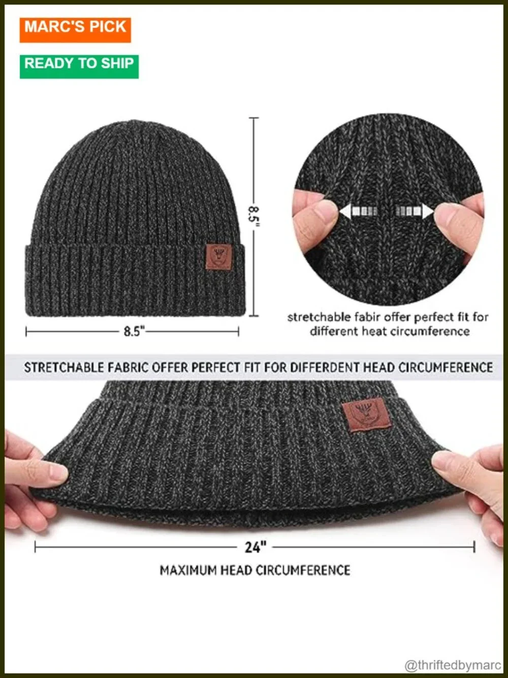 Thermal Polar Fleece Knit Beanie Winter Hat Snow Skull Cap Unisex Stretchy